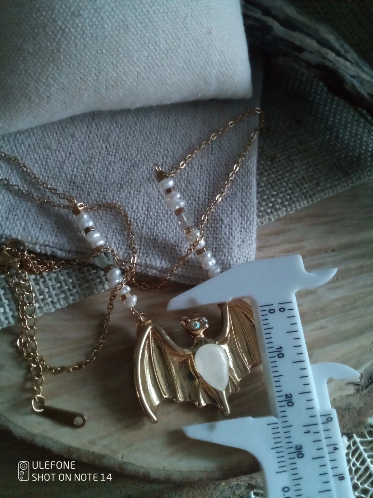 Collier pendentif chauve souris et perle de culture d'eau douce – photo 3